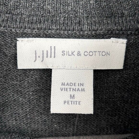 J. Jill Silk Cotton Turtleneck Sweater Gray Long Sleeve Lightweight Knit Top MP - Picture 2 of 7